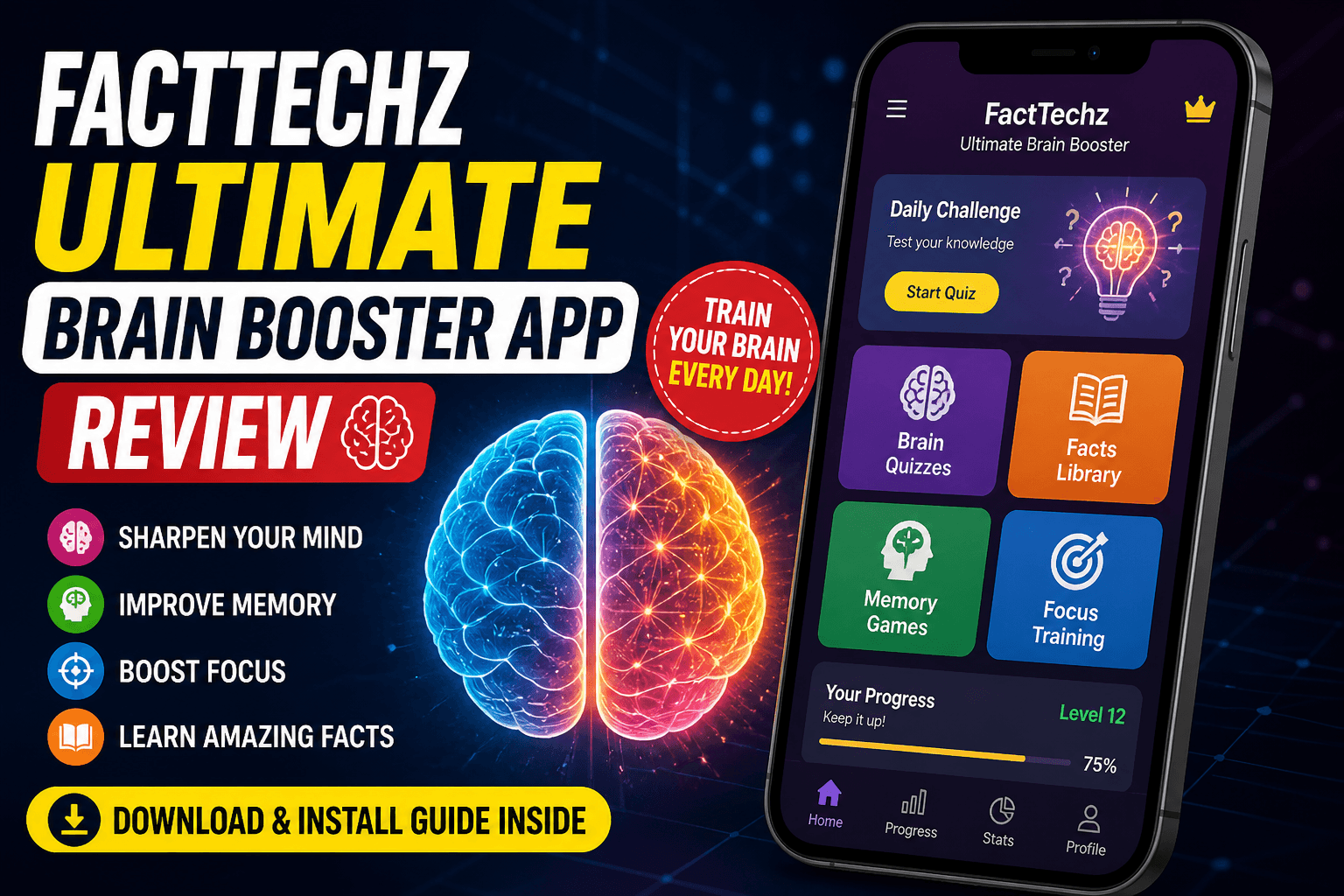 FactTechz Ultimate Brain Booster App Review (2026) – Train Your Mind the Smart Way